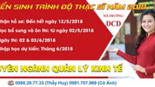 Thông báo tuyển sinh trình độ Thạc sĩ đợt 1 năm 2018