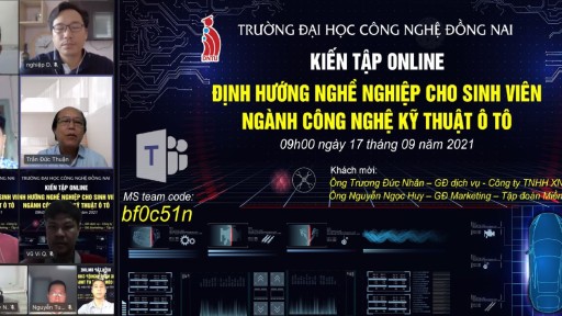 Trường Đại học Công nghệ Đồng Nai tổ chức Kiến tập trực tuyến Định hướng nghề nghiệp cho sinh viên ngành Công nghệ kỹ thuật Ô tô