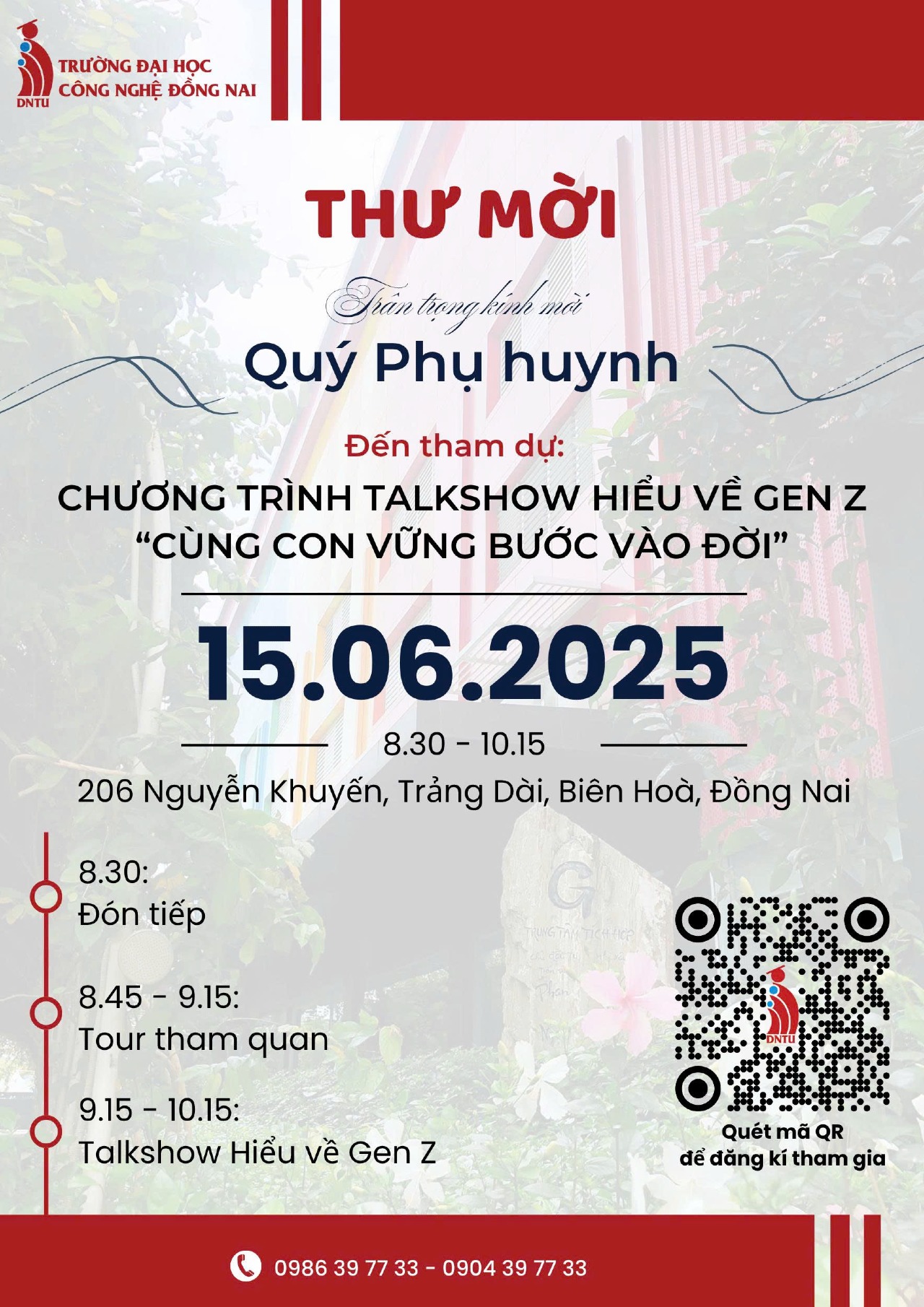 THƯ MỜI THAM DỰ TALKSHOW: “HIỂU VỀ GEN Z - CÙNG CON VỮNG BƯỚC VÀO ĐỜI”
