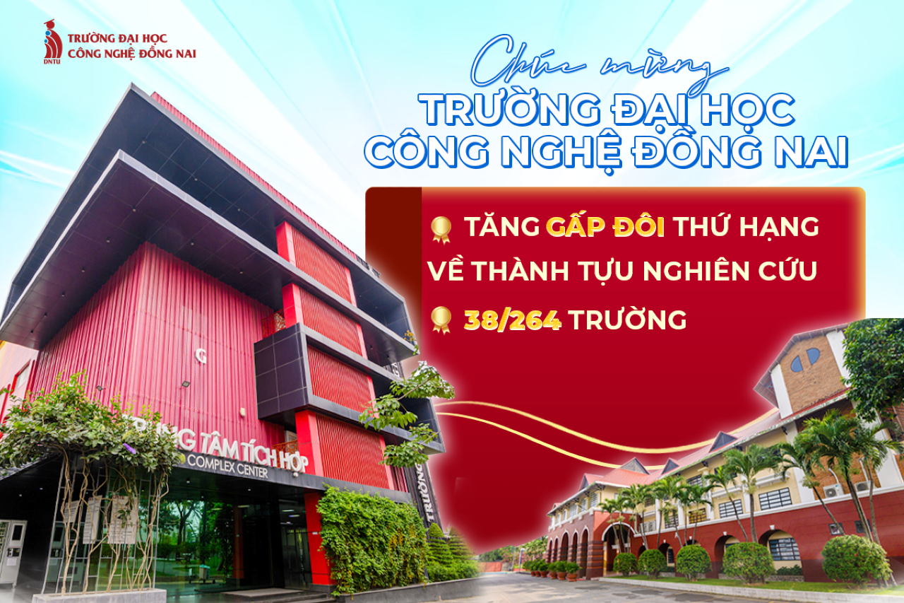 Chào đón tin vui - Thứ hạng thành tựu nghiên cứu của Trường Đại học Công Nghệ Đồng Nai tăng gấp đôi so với cùng kỳ, xếp hạng 38 toàn quốc trong bảng xếp hạng SARAP 2025-0.5