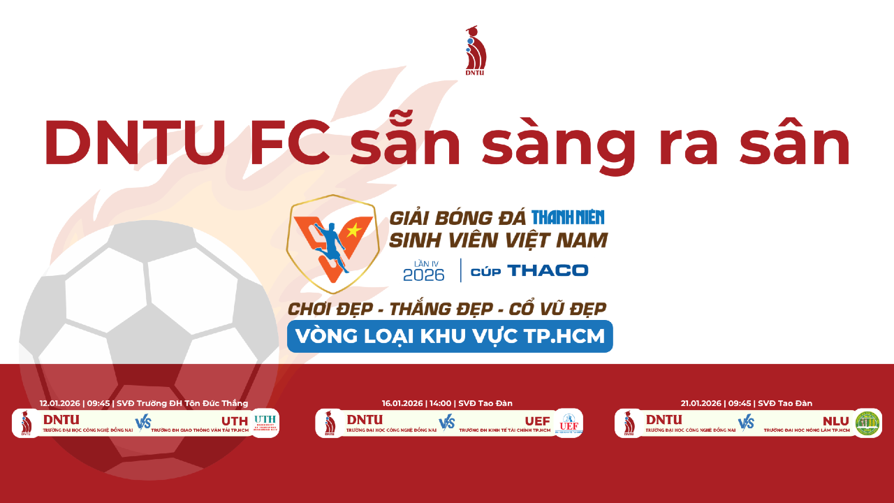 DNTU FC sẵn sàng ra sân tại Giải Bóng đá Thanh niên Sinh viên Việt Nam lần IV – 2026, Cúp THACO