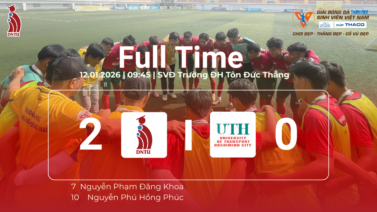 DNTU FC giành chiến thắng ấn tượng trong trận ra quân - Bước khởi đầu hoàn hảo tại Vòng loại giải Bóng đá TNSV Thaco Cup 2026