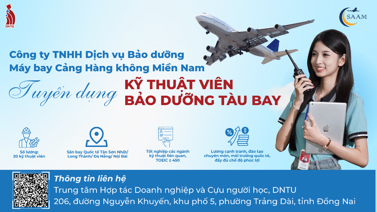 SAAM Tuyển Dụng Kỹ Thuật Viên Bảo Dưỡng Tàu Bay – Cơ Hội Nghề Nghiệp Lĩnh Vực Hàng Không Cho Sinh Viên DNTU