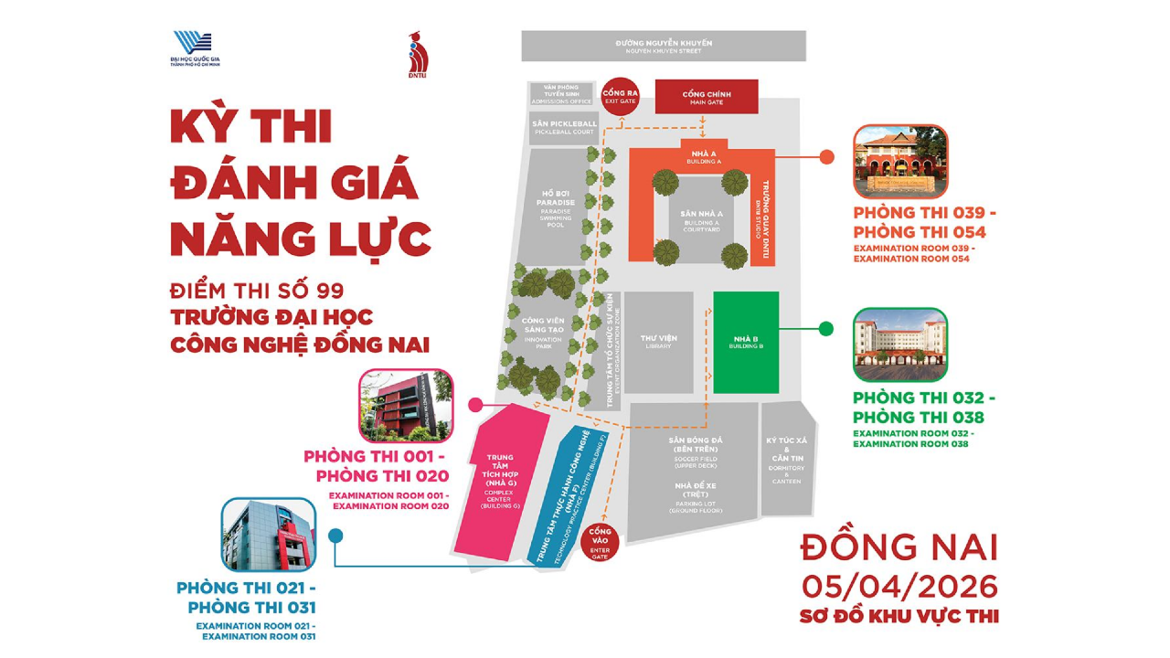 Điểm thi số 99 – DNTU sẵn sàng đồng hành cùng thí sinh trong kỳ thi Đánh giá năng lực 2026