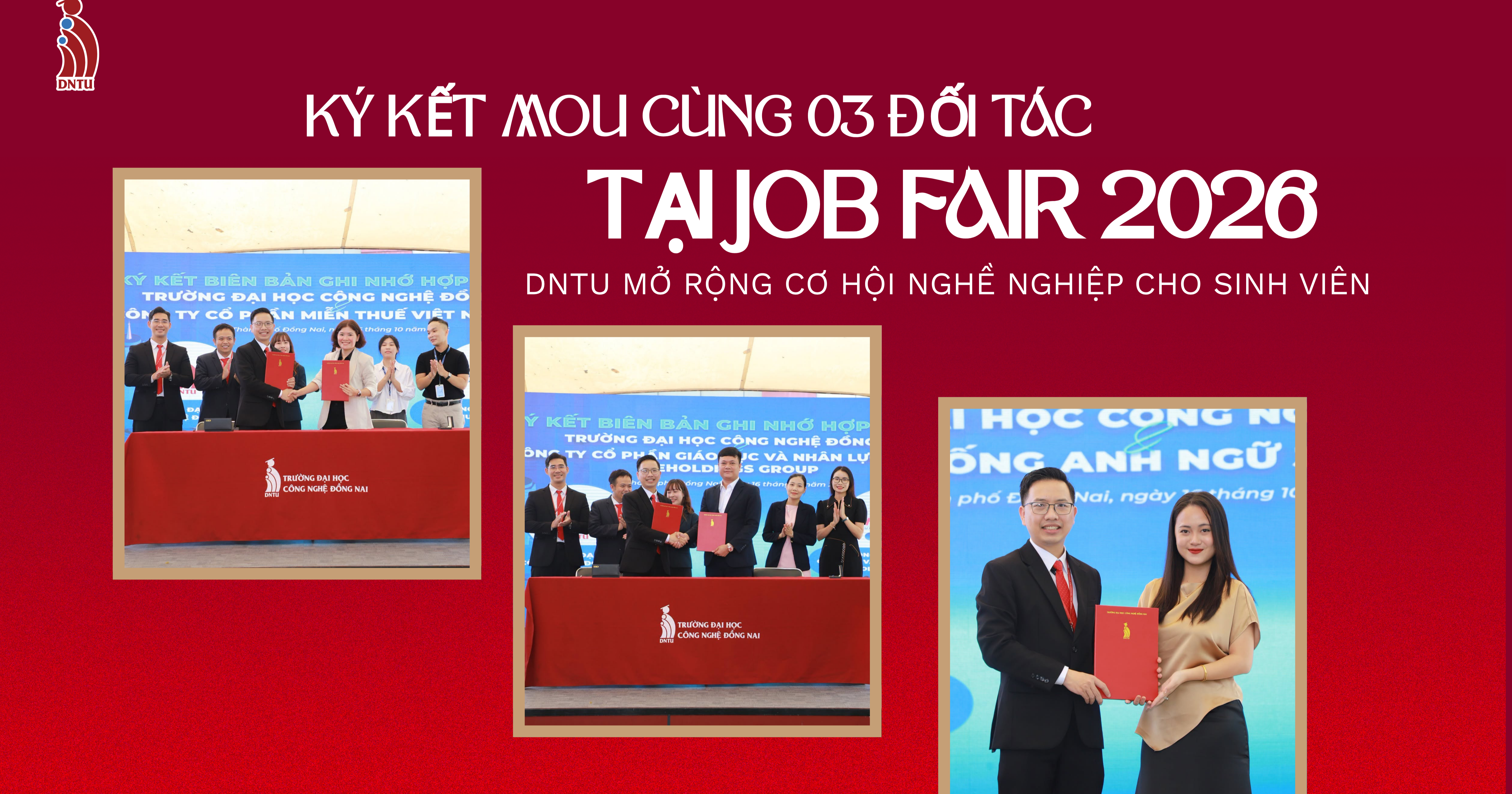 KÝ KẾT MOU CÙNG 03 ĐỐI TÁC TẠI JOB FAIR 2026: DNTU MỞ RỘNG CƠ HỘI NGHỀ NGHIỆP CHO SINH VIÊN